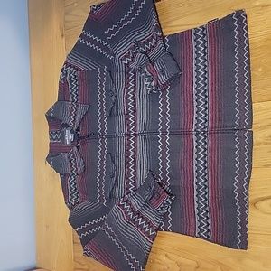 NWOT woolrich zip-up wool blend gray, white, and dark red medium weight shacket